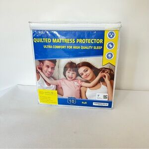 Ruili Size Full Size Quilted Fitted Mattress Protector White Hypoallergenic